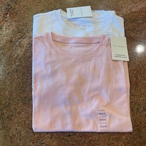 NEW! Free Assembly Short Sleeve T-Shirts White and Light Pink Size XS NWT